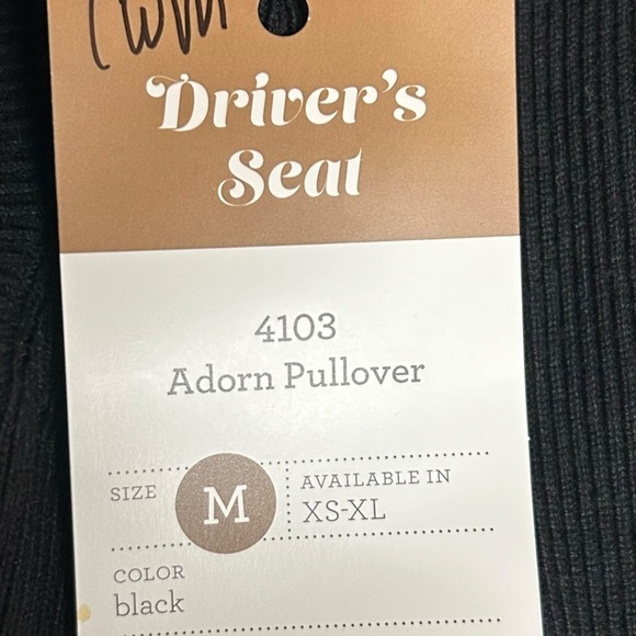 CAbi Adorn sweater Black Ribbed Ivory Ruffle Collar size medium NWT - Picture 5 of 7